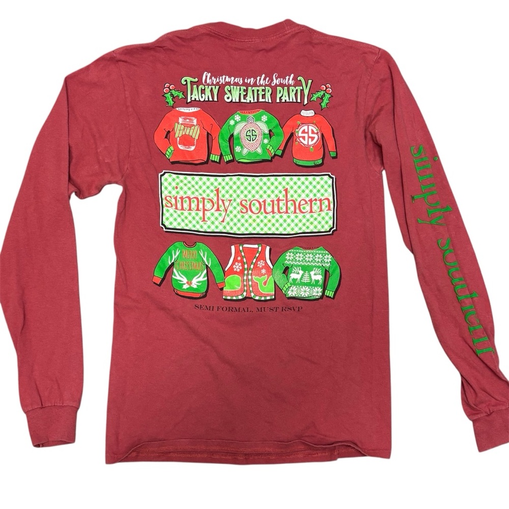 Simply Southern Tacky Ugly Christmas Party Long-sleeve T-shirt Size Small